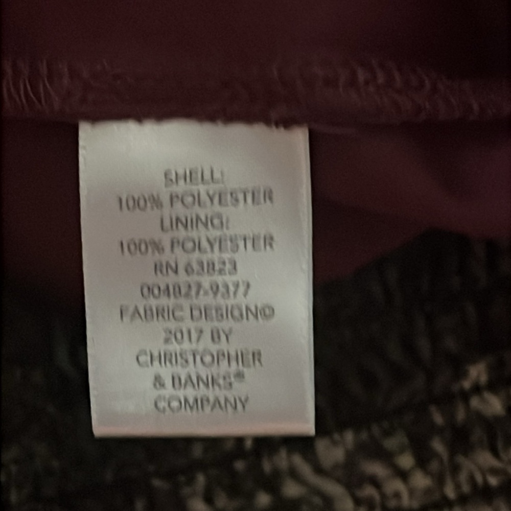 Women’s Sheer Patterned Blouse - Burgundy/Black - Picture 5 of 7